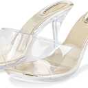 NBUUNBU Silver Clear Heels For Women Dress Shoes Transparent Strap Sexy Stilletos Heels Open Toe High Silver Heeled Sandals Pump Mules, Size 8