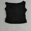 OQQ Women's 1 Piece Tank Top Crew Neck Sleeveless Basic Stretch Casusal Yoga Crop Camis, Size Small
