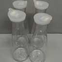 Jucoan 4 Pack 50 oz Plastic Juice Carafe with Lids for Mimosa Bar, Brunch, Clear Water Carafes with Flip Top Lid, Narrow Neck for Iced Tea, Beverage, Milk, Cold Brew, Lemonade, Mimosa Bar Supplies