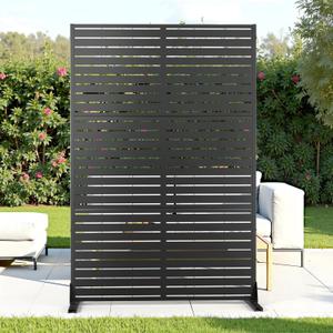 72" H×47" W Metal Privacy Screen Outdoor Black Louvered, Weather-Resistant, Freestanding Room Divider, Decorative Privacy Fence Panels for Patio, Deck