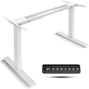 Dual Motor Electric Standing Desk Frame- Heavy Duty Height Adjustable Desk Legs, Sit to Stand Up Desk Base, 4 Memory Settings Controller for Adjustable Desktop Sizes, Over 300 lbs Load Capacity (2 Tier, White)