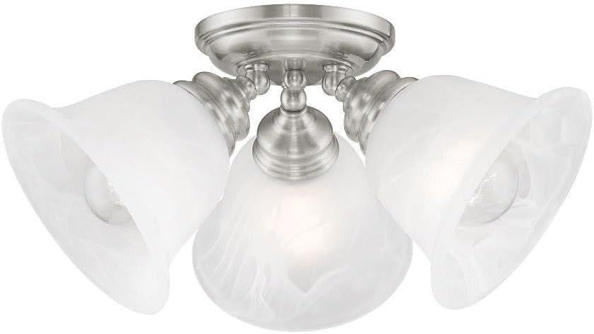 Livex Lighting 1358-91 Essex 3-Light Ceiling Mount, Brushed Nickel, 14.5"L x 14.5"W x 7.5"H