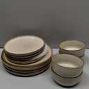 GBHOME Ceramic Dinnerware Sets for 4, 12 Pieces Stoneware Plates and Bowls Sets, Reactive Glaze Dishes -Scratch Resistant, Dishwasher&Microwave Safe, Green Wheat