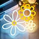 Daisy Flower Neon Sign, 13.39x13.23 inches, Cool White+Warm White+Yellow, Acrylic, Wall Mount, LED, Boho Flower, Decorative Signage for Home Decor, Gifting, Boho Vintage Decor
