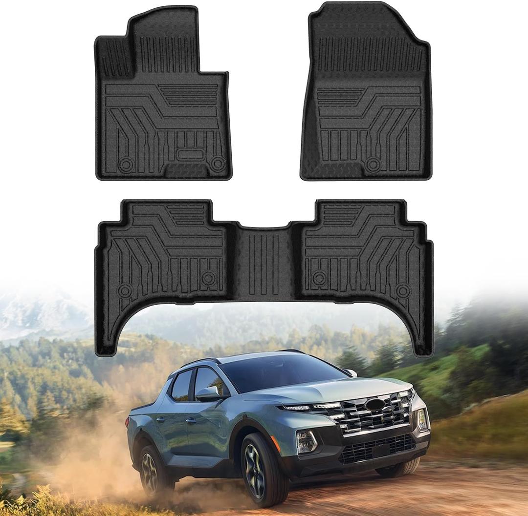 Mixsuper Santa Cruz Floor mats-Floor mat for Hyundai Santa Cruz 2022-2026,All Weather TPE Rubber Floor Liners Protection for Santa Cruz Accessories,2 Row Anti-Slip Car Mats, Black