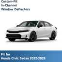 in-Channel Rain Guards for Honda Civic Sedan 2022 2023 2024 2025 2026 Side Windows Vent Deflectors Visors Shades 4Pcs