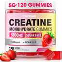 Creatine Monohydrate Gummies, 5g Creatine Gummies for Women & Men.Pre-Workout & Muscle Growth Support, Contains BCAA, Collagen, Sugar-Free, 120 Count