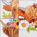 Louise Maelys 3 Sets Embroidery Kits for Beginners,Cross Stitch Kit for Adults,Starters DIY Needlepoint Including Hoop -Highland Cow and Florals Pattern