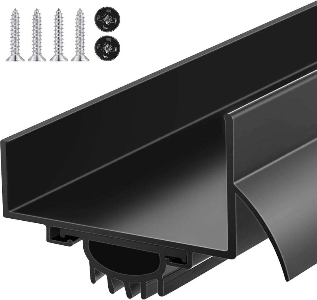 MorningRo 1 Pcs 1-3/4" x 36" U Shaped Aluminum Door Sweep for Bottom of Door with Drip Cap Screw-on Metal Weather Stripping Seal Draft Stopper Threshold for Exterior Front Doors (Black)