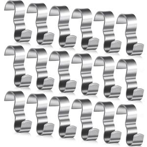Moxweyeni 18 Pcs Picture Rail Hooks Hanging System Kit, Molding Hooks Rail Hangers for Wall Hanging, Exhibition, Art Gallery Supplies (Silver)
