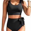 Two Piece High Waisted Swimsuits - Women Tummy Control Bikini Modest Bathing Suit 2PC 2025, Size XL