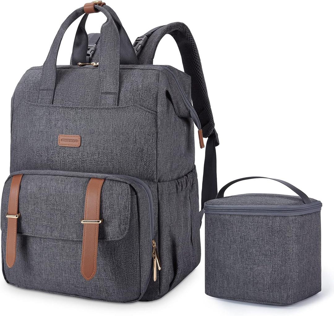 mommore Breast Pump Bag Backpack for Spectra S1,S2 Medela Diaper Backpack for Working Moms with 15.6 inch Laptop Sleeve, Grey