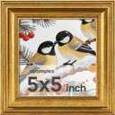 upsimples Vintage 5x5 Picture Frame, Antique Gold Frames Display 4x4 with Mat or 5 x 5 Without for Wall or Tabletop Decor, 1pack