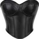 SHYMMUO Women Black Corset Tops Satin Summer Going Out Strapless Bustier Crop Top for Party,Gothic,Halloween Costumes (Small)