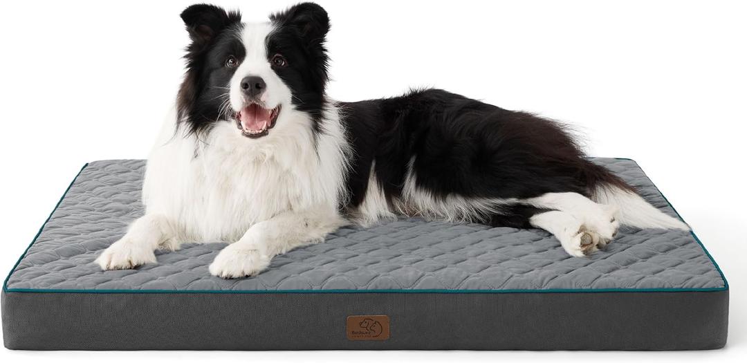 Orthopedic Dog Bed Large Sized Dog - Memory Foam Pet Mattress with Removable Washable Cover and Egg Crate Foam, Thick Flat Suitable for Pet Up to 65 lbs, 60×80×1 inch, Grey