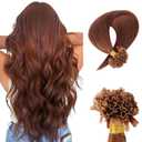 Curlable U-tip Human Hair Extensions 33# Copper Brown Keratin Nail Tip Hair Extension 100 Strands 0.5g/strands Straight Brazilian Remy Hair 24 Inch (60cm)