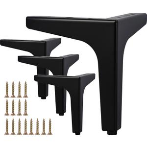 La Vane 7 inch Metal Furniture Legs, Set of 4 Modern Iron Diamond Triangle Furniture Feet DIY Replacement Black for Cabinet Cupboard Sofa Couch Chair Ottoman
