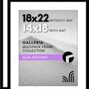 Americanflat 18x22 Picture Frame with Polished Plexiglass - Set of 2 - Use as 14x18 Frame with Mat or Display 18x22 Photo Without Mat - Galleria Collection - Picture Frames for Wall Display - Black