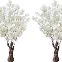 Artificial Cherry Blossom Tree, 4.3FT 2 Pack White Faux Cherry Blossom Tree for Home, Wedding & Party Decoration, Indoor & Outdoor