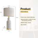 USumkky 25" Table Lamps Set of 2 - Modern Bedside Lamps for Living Room - White Washed Ceramic Nightstand Lamps for Bedroom