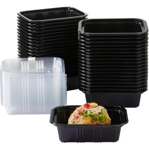 600PCS Black Sushi Trays with Lids Plastic Sushi Containers Disposable Sushi Box (XS)