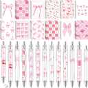Eaasty 48 Pcs Mini Pink Bow Notebooks and Pens Set 24 Small Coquette Notepads and 24 Ballpoint Pens Preppy Bow Journal Bulk for Women Travel Office Supplies 4.7 x 3.3 Inches