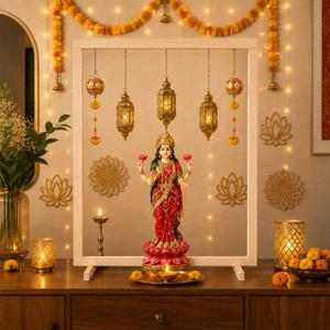 GlikCeil Wooden Pooja Mandap Backdrop Stand DIY Temple Puja Mandir Frame