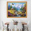 Dooxvey Cross Stitch Kits for Adults, 16x20 inch Forest Landscape, 11CT Pre Printed Cotton Fabric, Embroidery Thread, Needles, Easy Instructions (Manual Arts 44)