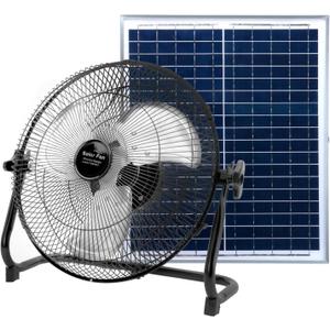 14 Inch Portable Rechargeable Table Fan with Solar Panel Powered and AC Charger Dual Input for Household, Camping, Fishing Outdoors
