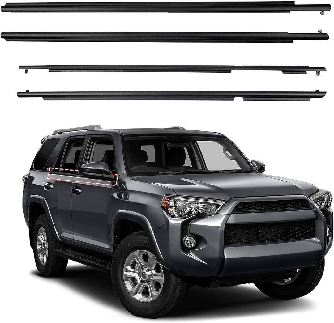 Window Molding Trim Seal for 2010-2021 Toyota 4Runner,Black Outer Door Weather Stripping Window Seal Belt,Replace#75711-35011 75712-35011 75721-35011 75722-35011