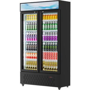 Beverage Cooler Commercial Refrigerator 30.3 Cu.Ft. Glass Door Display Refrigerator with LED Light, 10 Shelves, Display Commercial Beverage Refrigeratorfor Restaurant Cafe Bar Store (30.3 Cu.Ft.)