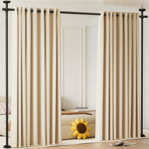 Room Divider Curtain Rod, No Drilling Room Separator for Space Partition Adjustable 4-10ft(H) 28x70inch(W) Heavy Duty Temporary Wall Divider Floor to Ceiling Tension Rod
