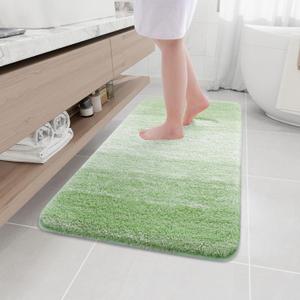 Arotive Microfiber Bathroom Rugs, Shaggy Soft and Absorbent Bath Rug, Non-Slip, Thick Plush Machine Washable Dry Bath Mats for Bathroom, Tub and Shower, 44x24, Sage Green, Rectangular