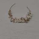 Oriamour Gold Bridal Headbands Wedding Headpieces With Ceramic Flowers Wide Pearl Wedding Hair Accessories For Women And Girls