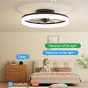 Smart Ceiling Fans with Light and Remote,20" Low Profile Ceiling Fan with 6-Speed & Dimmable LED, Alexa/APP Home Voice Control, App, Reversible Airflow, App Timer, for Bedroom（Black）
