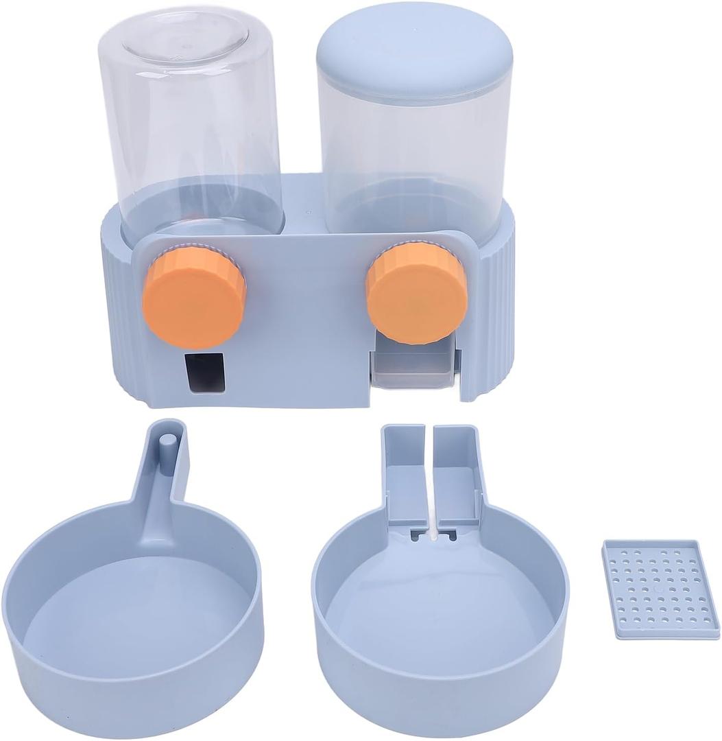 Pet Food Bowl, Multifunctional Hanging Pet Automatic Self Feeding and Waterer Set Large Capacity Smart Dual Bowl Design Pet Food Water Bottle Dispenser for Dogs Cats (Blue)