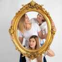 Large Photo Booth Props 32 x 24 Inch Gold Picture Selfie Frame Vintage Photo Round Frame Creative Friends Party Selfie Props Corrugated Plastic Accessories for Wedding Birthday Bachelorette Supplies