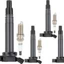 4 ignition coil pack with 4 spark plugs for Toyota Camry 10-17 for Highlander RAV4 09-18 for Venza 09-15 for Sienna 11 12 for Corolla 19, for Scion tC 11-16 UF507 UF630