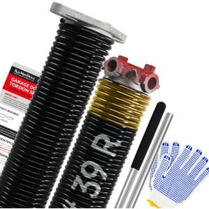 Pair of 1.75" Garage Door Torsion Springs Set with Non-Slip Winding Bars&Gloves, High Precision Electrophoresis Oil-Free Black Coated for Replacement, MIN 16,000 Cycles (0.250 x 1.75"x 39")