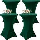 4Pack Forest Green Cocktail Table Cover 32x43 Inch Fitted Stretch Cocktail Tablecloth for Round Table Top Cover High Top TableCloths for Party Bar Pub Wedding Banquet