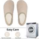 WateLves Womens & Mens Lightweight Cozy Faux Furry House Slippers - Rubber Sole Slip On Sock Shoes - Foldable Travel Slippers - Indoor & Outdoor (12.5-13 Women/10.5-11.5 Men, Fluff/Beige)