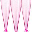 Homy Feel Pink Glitter Plastic Pink Wine Glasses 30 Pack,5 OZ Champagne Flutes Disposable for Party,Plastic Champagne Flutes,Mimosa Bar Glasse Supplies