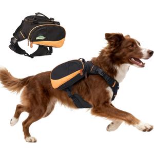 Dog Backpack Suitable for Medium-Sized Dogs, Adjustable Lightweight Pet Harness, Built-in Poop Bag Dispenser, Waterproof and Safe, Suitable for Hiking, Puppy Training, Or Daily Walks, M