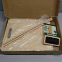 Varku 4 PCS Wool Blending Board Set, Wooden Carding Brush, 2 Wooden Sticks, Felted Wool Carder for DIY Projects, Wool Comb for Mixing