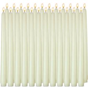 24 Pack Ivory Taper Candle Set, 10 Inch Smokless and Dripless Candlesticks Bulk for Dinner Party Wedding Seasonal Celebration and Daily Home Decoration