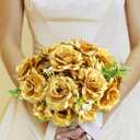LELEE Rose Head Flowers with Stem - 108pcs Gold Rose Artificial Flowers Bulk - 3.1'' Silk Roses Fake Flower for Wedding Bouquet Party Home Decor DIY Baby Shower Centerpieces Tables Decoration
