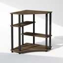 Furinno Turn-N-Tube Storage Shelves, 4-Tier Corner Shelf, Toolless Assembly Display Rack, Corner Bookshelf for Small Space, for Organization and Storage, Living Room, Home Office, Columbia Walnut