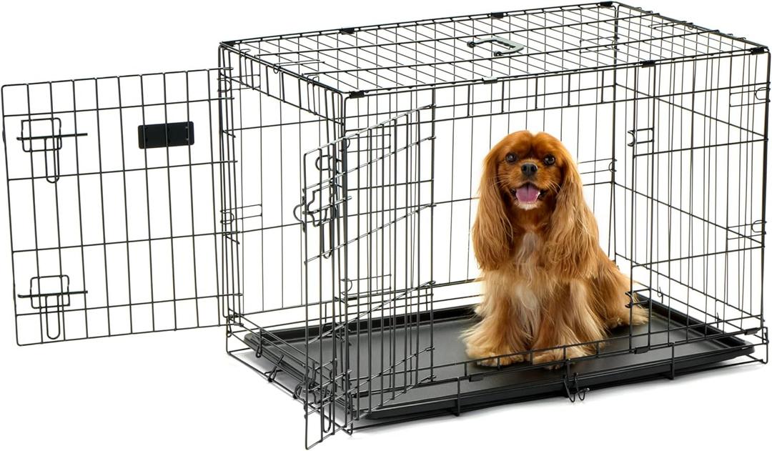 Carlson Secure and Compact Double Door Metal Dog Crate, Medium with Divider Panel (30.0"L x 19.0"W x 22.0"H)