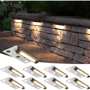 SUNVIE 8-Pack 7 Inch Retaining Wall Lights 5W LED Waterproof Hardscape Lighting 12V Low Voltage Step Lights Outdoor Landscape Lighting with Connectors 3000K Warm White Paver Lights, ETL Listed Cord