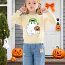Girl Boy Pumpkin Ghost Pullover Long Sleeve Cute Spooky Tops Halloween Sweatshirt (2-3T, Apricot)